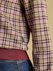 Joules Laurel Burgundy Houndstooth Check Long Sleeve Jersey Top - Image 4 of 8