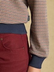 Laurel Navy Red Check Houndstooth Check Long Sleeve Jersey Top - Image 5 of 7