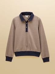 Laurel Navy Red Check Houndstooth Check Long Sleeve Jersey Top - Image 7 of 7