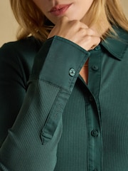 Joules Forest Green Cotton Rich Long Sleeve Ribbed Jersey Shirt - Image 5 of 7