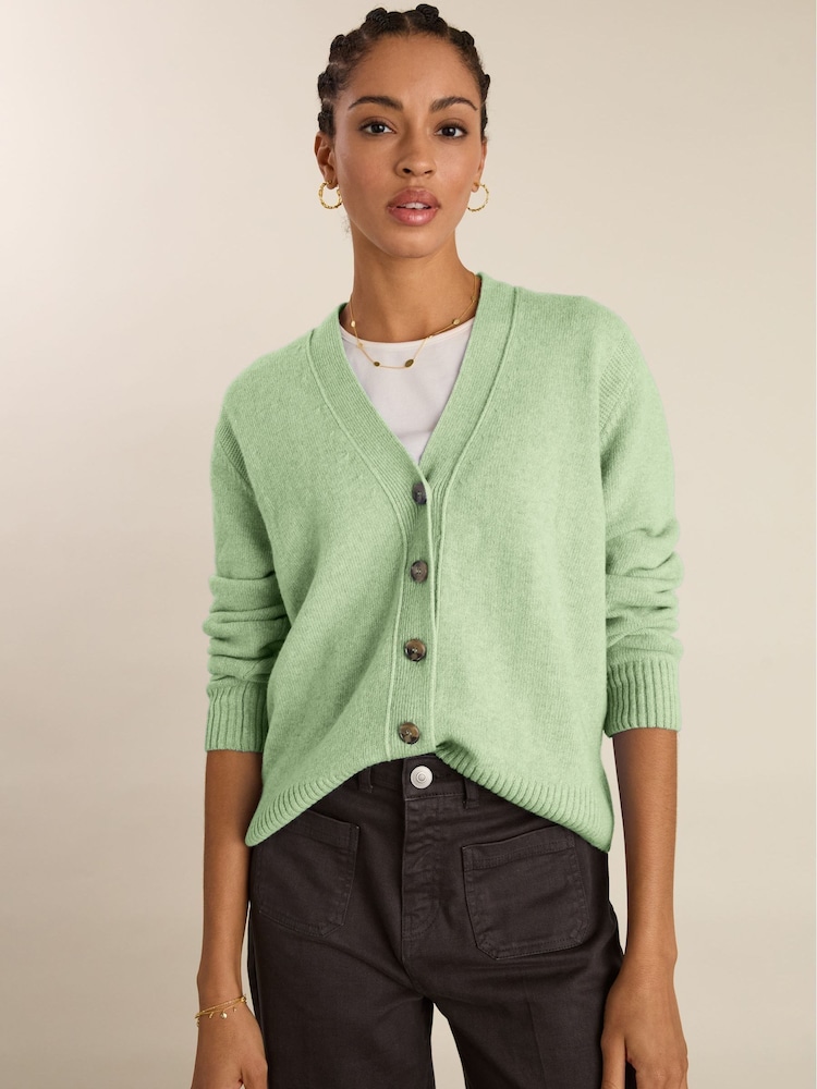 Baukjen Green Celine V-Neck Wool Blend Cardigan - Image 1 of 3