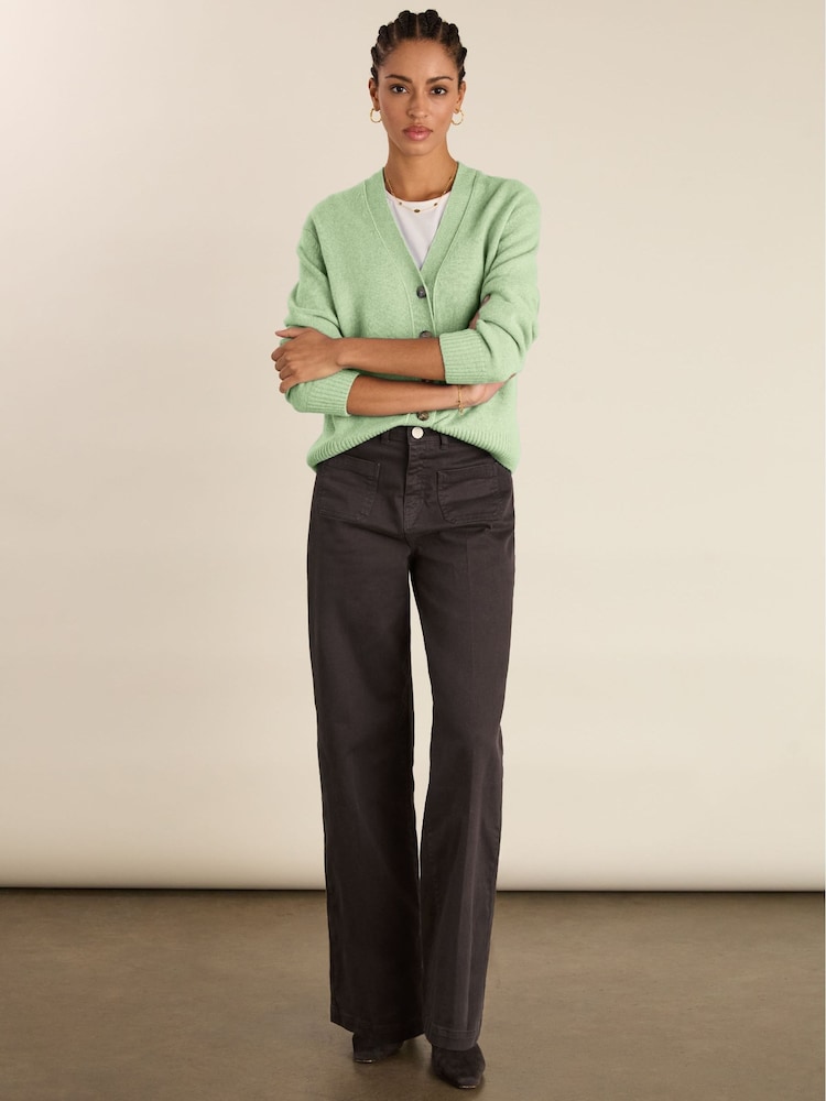 Baukjen Green Celine V-Neck Wool Blend Cardigan - Image 2 of 3