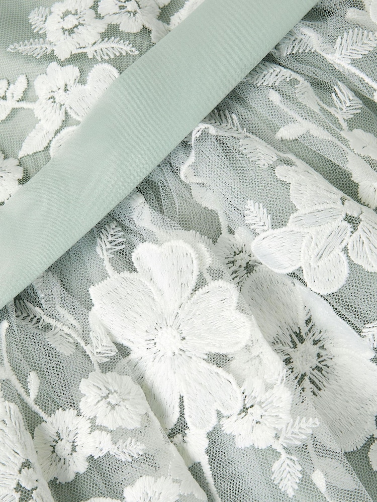 Monsoon Green Baby Felicity Embroidered Floral Dress - Image 4 of 4