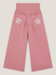 Monsoon Pink Floral Embroidered Scallop Trousers - Image 2 of 4