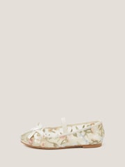 Monsoon Cream Floral Embroidered Mesh Ballet Flats - Image 3 of 3