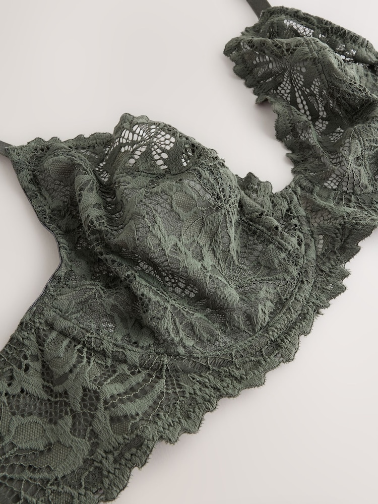 Green DD+ Non Padded Plunge Lace Ultimate Comfort Bra - Image 8 of 8 Green DD+ Non Padded Plunge Lace Ultimate Comfort Bra - Image 8 of 8