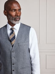 Grey Signature Regular Fit Tollegno Italian Wool Cashmere Blend Textured Suit Waistcoat - Image 1 of 4