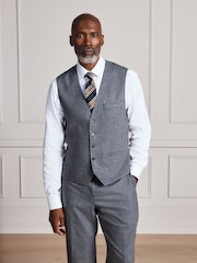 Grey Signature Regular Fit Tollegno Italian Wool Cashmere Blend Textured Suit Waistcoat - Image 2 of 4