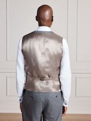 Grey Signature Regular Fit Tollegno Italian Wool Cashmere Blend Textured Suit Waistcoat - Image 3 of 4