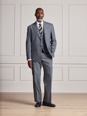 Grey Signature Regular Fit Tollegno Italian Wool Cashmere Blend Textured Suit Waistcoat - Image 4 of 4