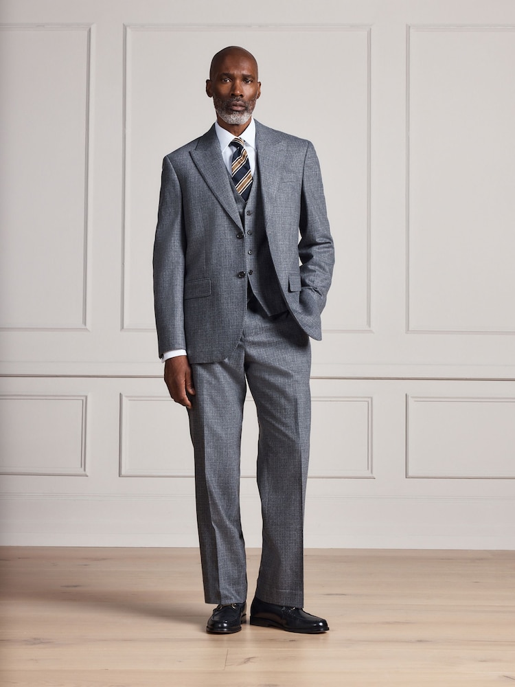 Grey Signature Regular Fit Tollegno Italian Wool Cashmere Blend Textured Suit Waistcoat - Image 4 of 4 Grey Signature Regular Fit Tollegno Italian Wool Cashmere Blend Textured Suit Waistcoat - Image 4 of 4