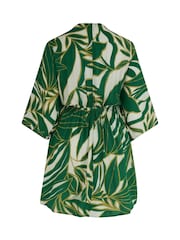 Pour Moi Ivory/Green Tropical Crinkle O Ring Woven Beach Cover-Up - Image 4 of 4