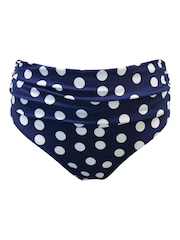 Pour Moi Navy/White Roll Top Santa Monica Bikini Bottoms - Image 3 of 4
