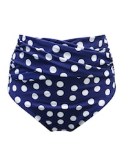 Pour Moi Navy/White High Waist Santa Monica Bikini Bottoms - Image 3 of 4