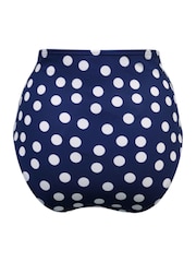 Pour Moi Navy/White High Waist Santa Monica Bikini Bottoms - Image 4 of 4