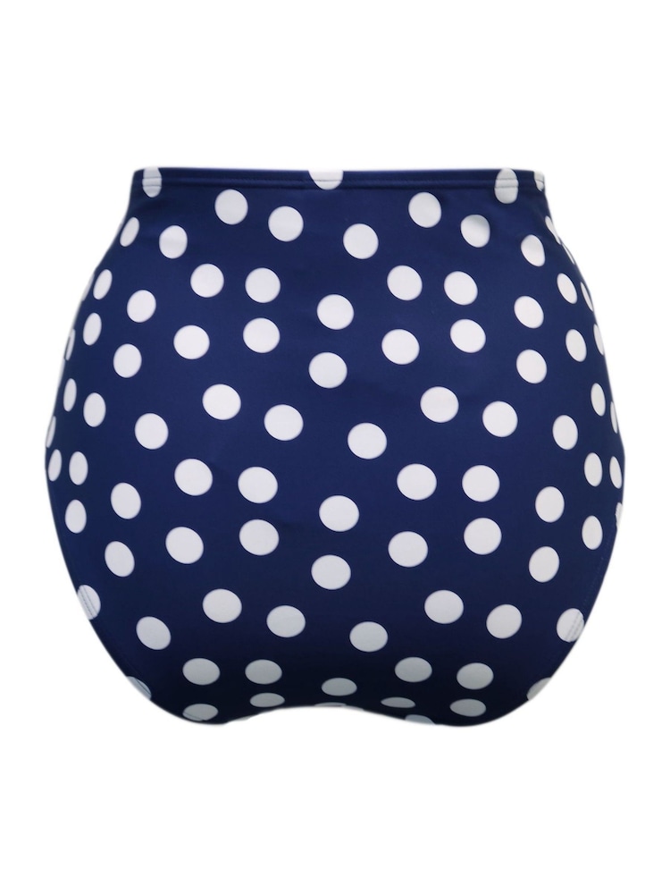 Pour Moi Navy/White High Waist Santa Monica Bikini Bottoms - Image 4 of 4