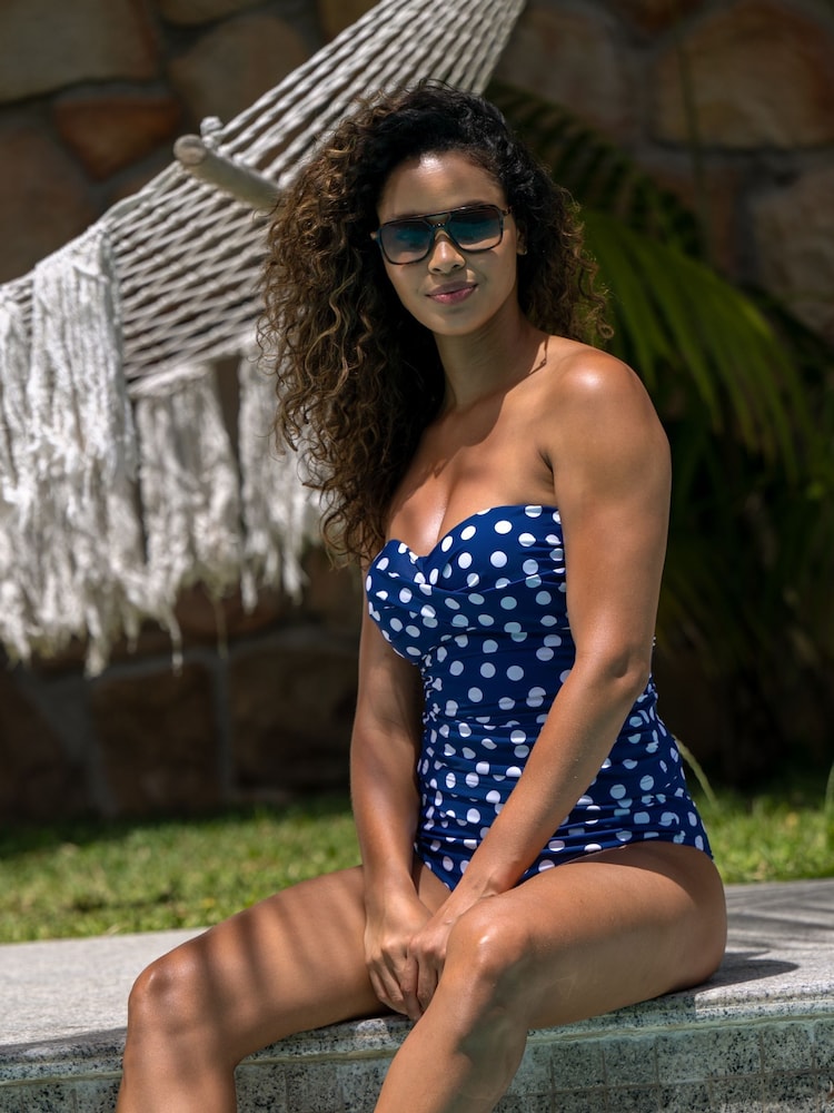 Pour Moi Navy/White Santa Monica Removable Straps Tummy Control Swimsuit - Image 1 of 4