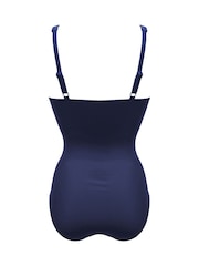 Pour Moi Blue Petite Santa Barbara Ruched Tummy Control Swimsuit - Image 4 of 4