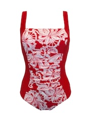 Pour Moi Red Petite Santa Barbara Ruched Tummy Control Swimsuit - Image 3 of 4