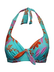 Pour Moi Blue Halterneck Heatwave Bikini Top - Image 3 of 4