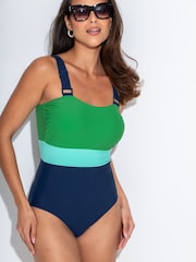 მუქი ლურჯი/green - Pour Moi Palm Springs-ის ფერადი ბლოკების მუცლის კონტროლის საცურაო კოსტუმი - სურათი 1 4-დან