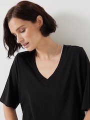 Hush Black Reece V-Neck Drapey T-Shirt - Image 3 of 5