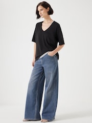 Hush Black Reece V-Neck Drapey T-Shirt - Image 4 of 5