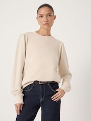 Hush Natural Marlowe Puff Sleeve Cotton Sweatshirt - Image 1 of 5