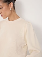 Hush Natural Marlowe Puff Sleeve Cotton Sweatshirt - Image 4 of 5