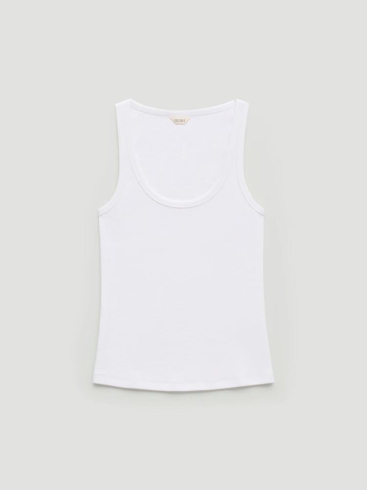 Hush White Scoop Neck Ribbed Vest - Image 5 of 5 Hush White Scoop Neck Ribbed Vest - Image 5 of 5