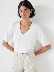 Hush White Reece V-Neck Drapey T-Shirt - Image 1 of 5