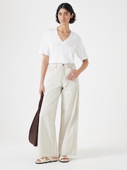 Hush White Reece V-Neck Drapey T-Shirt - Image 3 of 5