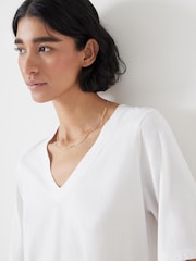 Hush White Reece V-Neck Drapey T-Shirt - Image 4 of 5