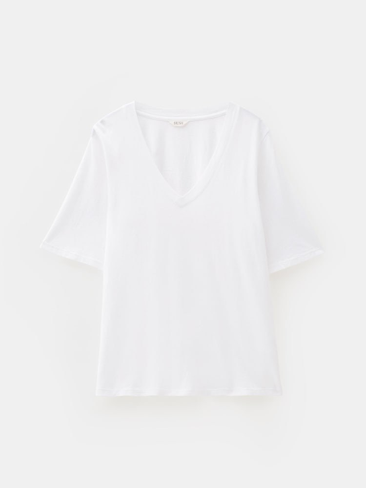 Hush White Reece V-Neck Drapey T-Shirt - Image 5 of 5