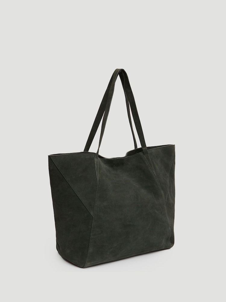 Hush Green Saffie Suede Panel Tote Bag - Image 2 of 6 Hush Green Saffie Suede Panel Tote Bag - Image 2 of 6
