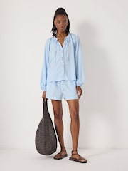 Hush Blue Elsa Gathered Linen Beach Shirt - Image 2 of 4