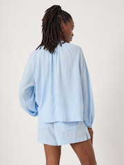 Hush Blue Elsa Gathered Linen Beach Shirt - Image 3 of 4