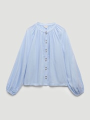 Hush Blue Elsa Gathered Linen Beach Shirt - Image 4 of 4