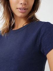 Marineblau/blau - Hush Slim Fit T-Shirt aus Slub-Baumwolle mit Rundhalsausschnitt - Bild 4 von 7