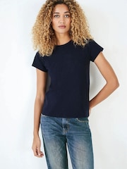 Marineblau/blau - Hush Slim Fit T-Shirt aus Slub-Baumwolle mit Rundhalsausschnitt - Bild 6 von 7