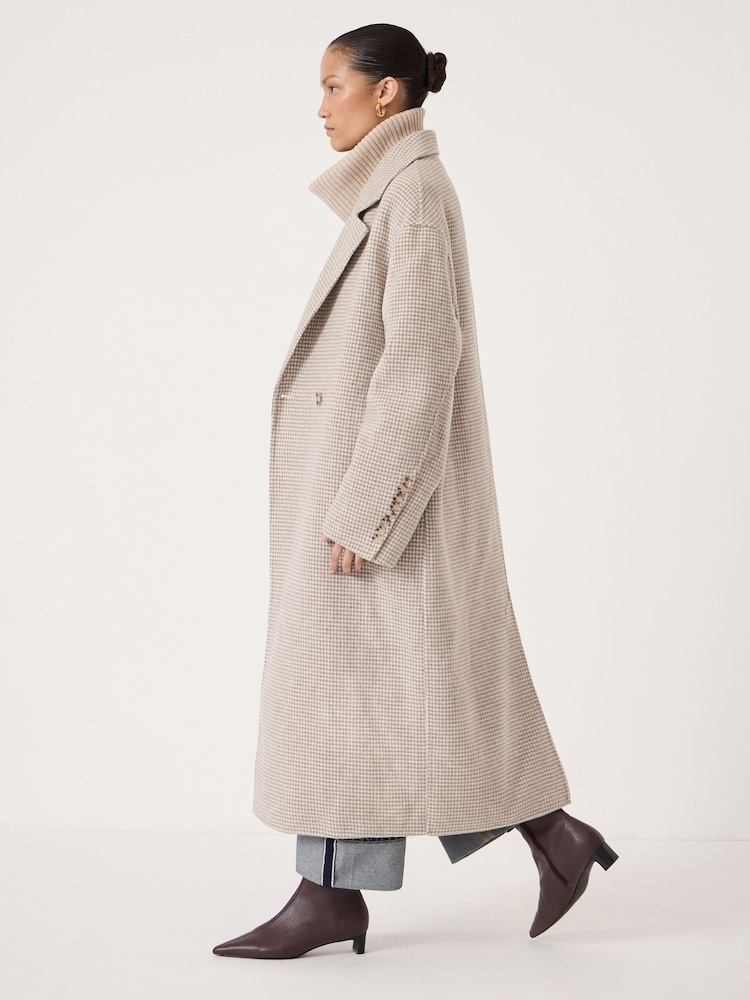 Hush Natural Mili Wool Double Faced Checked Coat - Image 2 of 5 Hush Natural Mili Wool Double Faced Checked Coat - Image 2 of 5