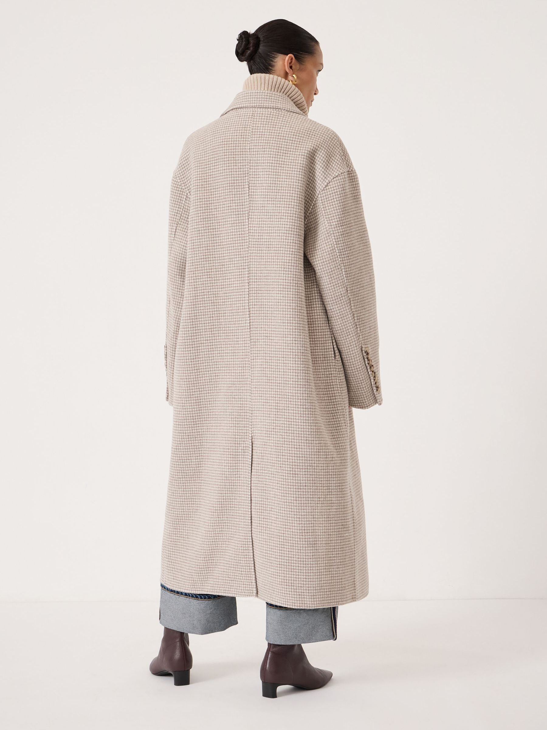 Buy Hush Natural Mili Wool Double Faced Checked Coat from Next USA