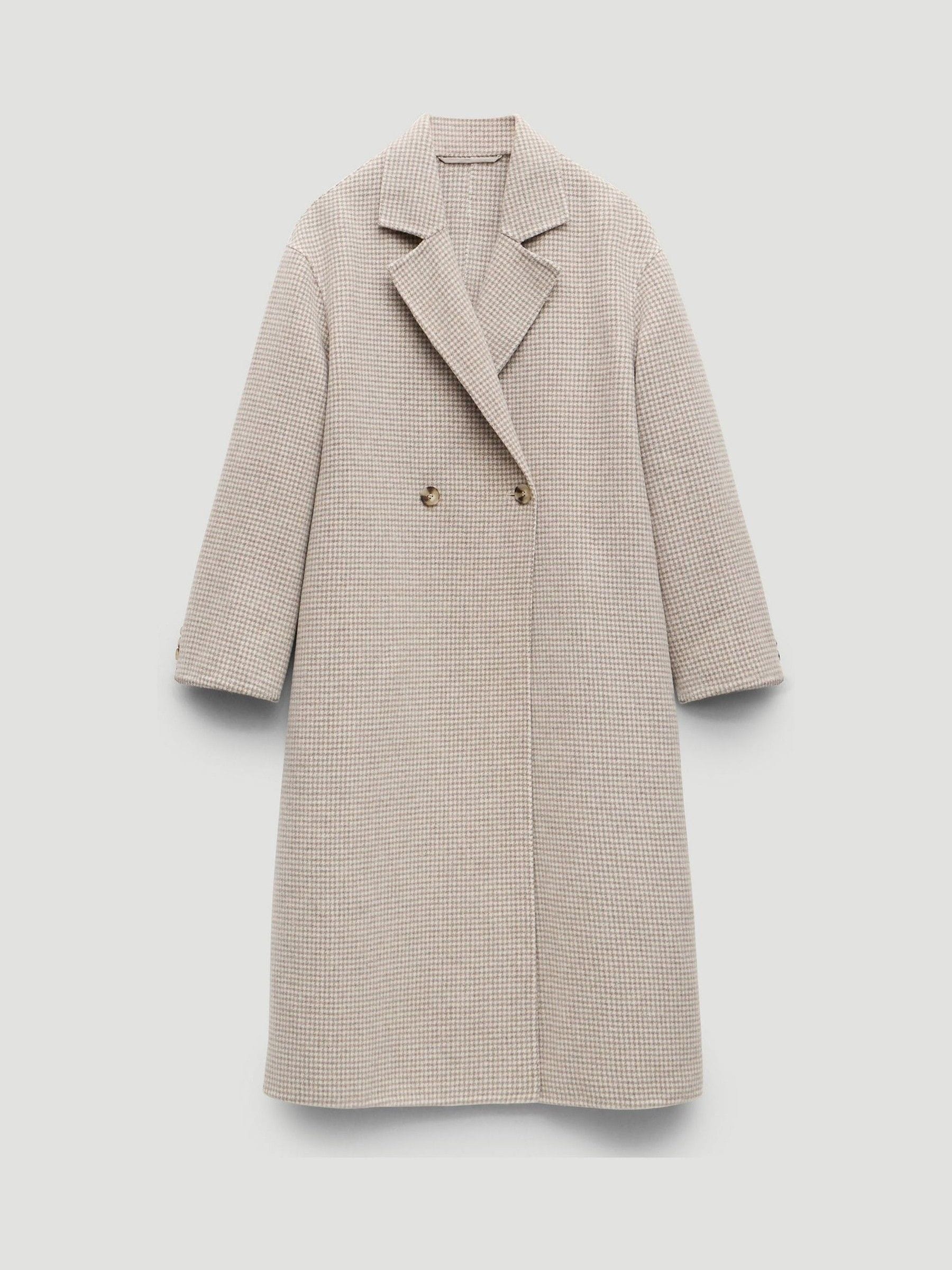 Buy Hush Natural Mili Wool Double Faced Checked Coat from the Next