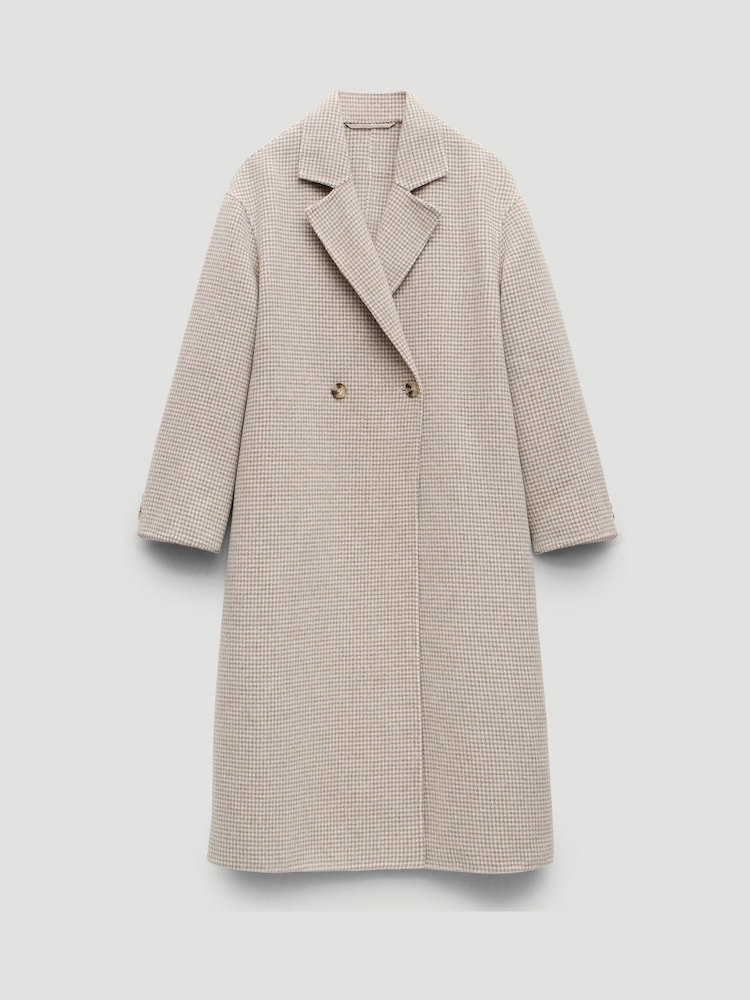 Hush Natural Mili Wool Double Faced Checked Coat - Image 5 of 5 Hush Natural Mili Wool Double Faced Checked Coat - Image 5 of 5