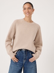 Hush Natural Mira Merino Wool Detachable Roll Neck Jumper - Image 1 of 5