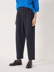 Hush Blue Boiled Wool Barrel Leg Trousers - Image 1 of 5