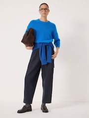 Hush Blue Boiled Wool Barrel Leg Trousers - Image 2 of 5