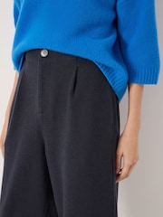 Hush Blue Boiled Wool Barrel Leg Trousers - Image 4 of 5