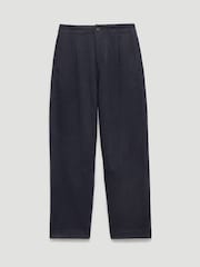 Hush Blue Boiled Wool Barrel Leg Trousers - Image 5 of 5