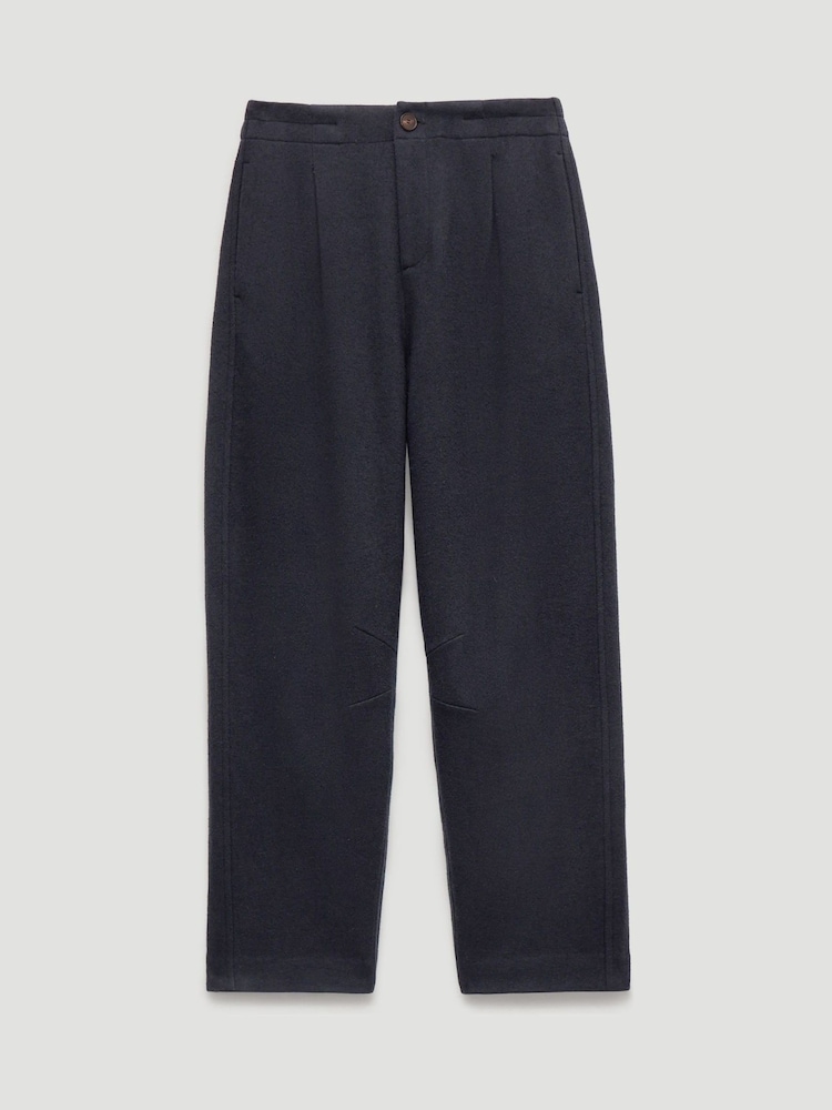 Hush Blue Boiled Wool Barrel Leg Trousers - Image 5 of 5